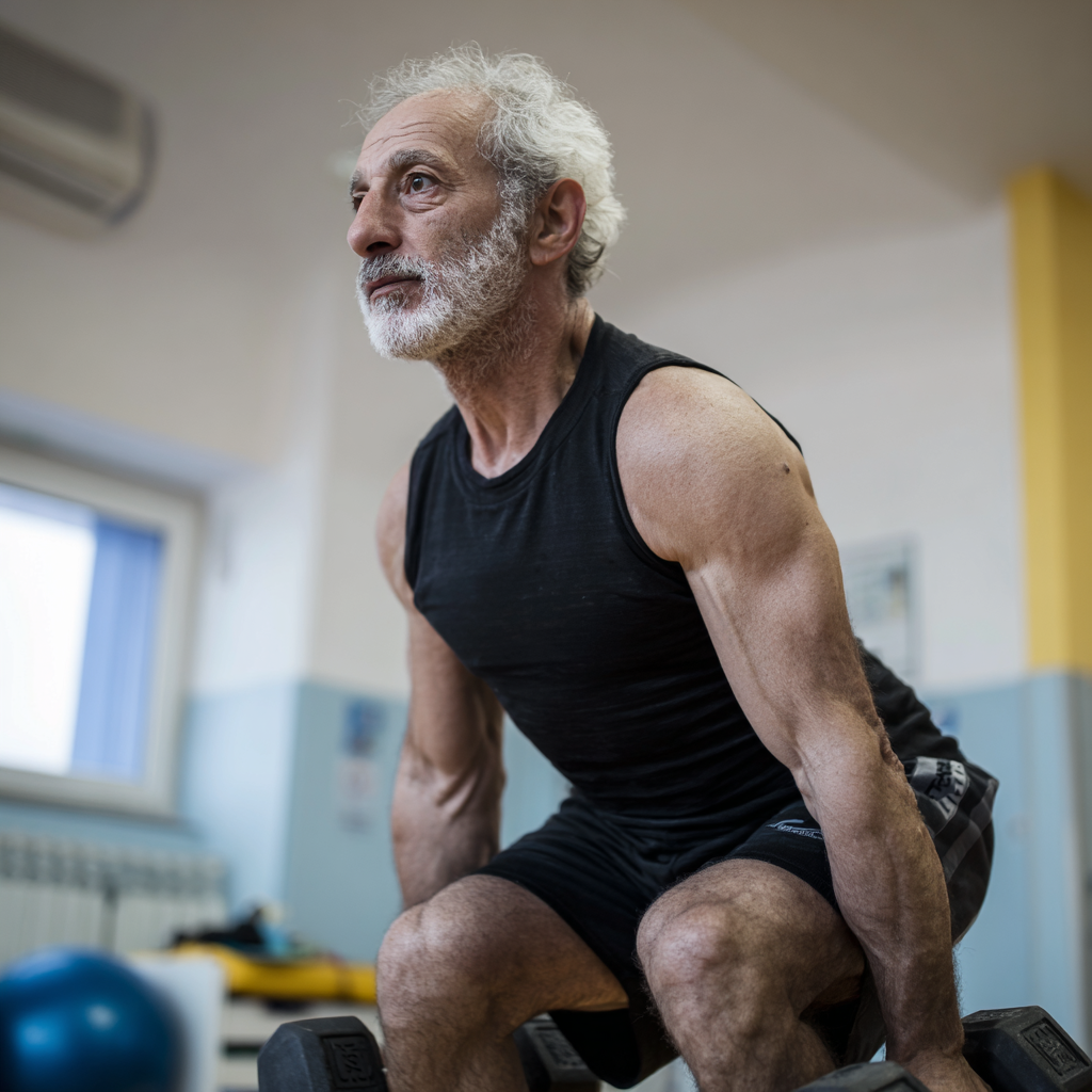 Adulto maturo durante attività fisica